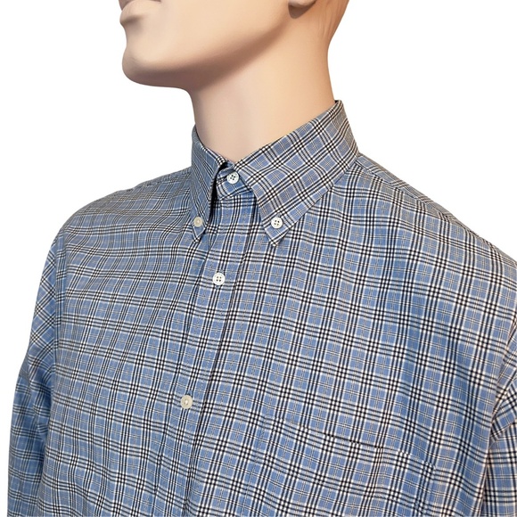 Bobby Jones Long Sleeve Shirt Dress Casual Sky Blue Plaid Button Down Collar - Picture 3 of 15